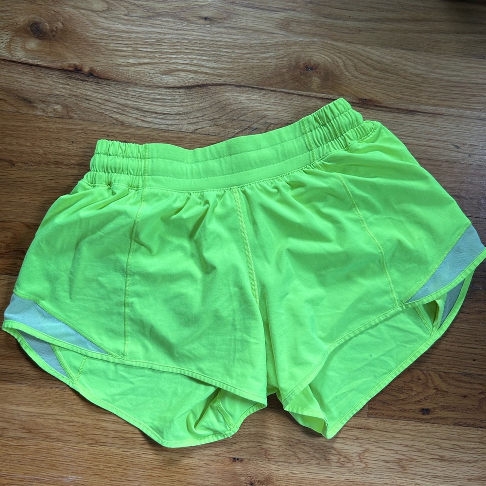 Lululemon neon yellow/green hottie hot shorts